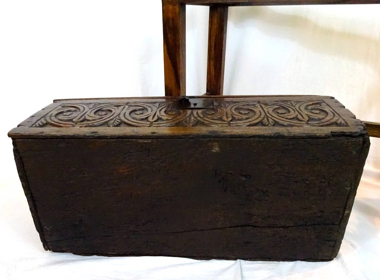 19th Century English Carved Wooden Box on Stand 7