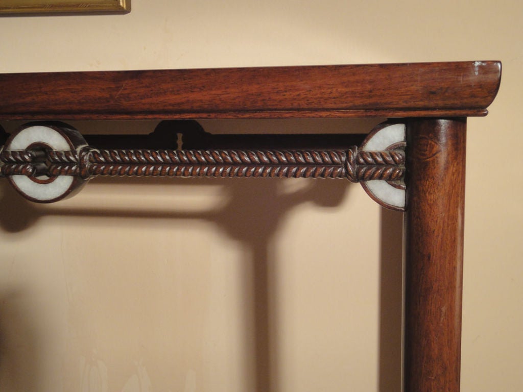 Chinese Rosewood Lute Table with Jade Rings