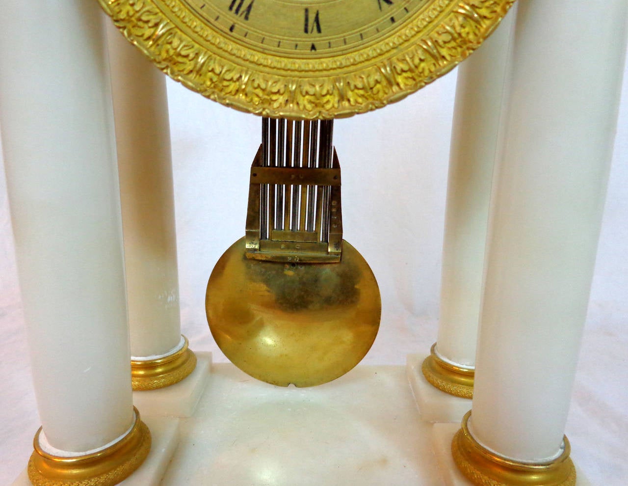 Carrara Marble 19th Century French Temple Clock For Sale