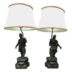 A Pair of Late 19th Century Sculptures as Lamps