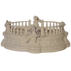 English Porcelain Table Plateau with Putti & Floral Garlands