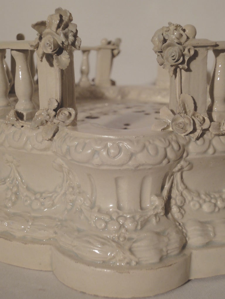 English Porcelain Table Plateau with Putti & Floral Garlands 1