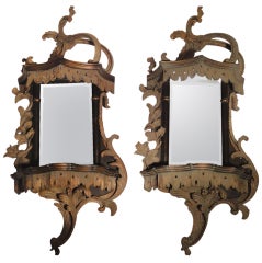 Pair of Georgian Style Wall Brackets with Mirrored Backs