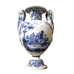 Tin-Glazed Blue & White Dutch Delft Vase