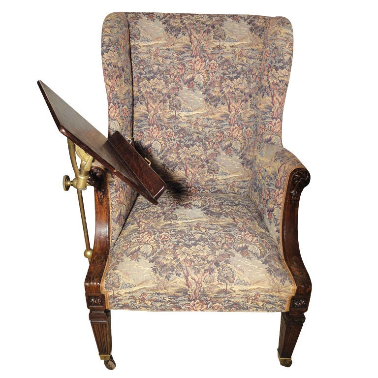 Sheraton Style Wing Chair with Attached Reading Stand