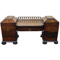 Rosewood Tea Caddy in the form of a Miniature Sideboard