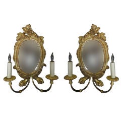 A Pair of Gilt Wood Sconce with Mirrors & Lion's Paw Feet