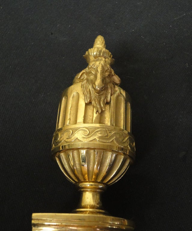 A Pair of Louis XVI Style Gilt Bronze Chenets