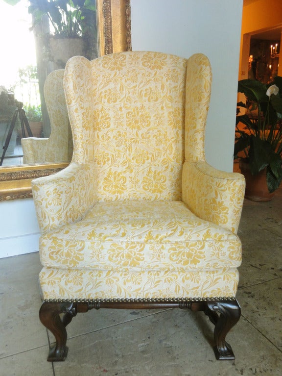 Child's Wingback Chair Custom Made by Manheim Galleries, New Orleans, & Upholstered in Fortuny.