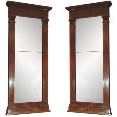 Fine Pair of English Mahogany Mirrors of Large Proportions