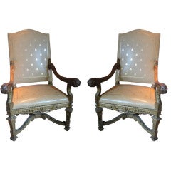 Antique A Pair of Louis XIVth Style Giltwood Armchairs