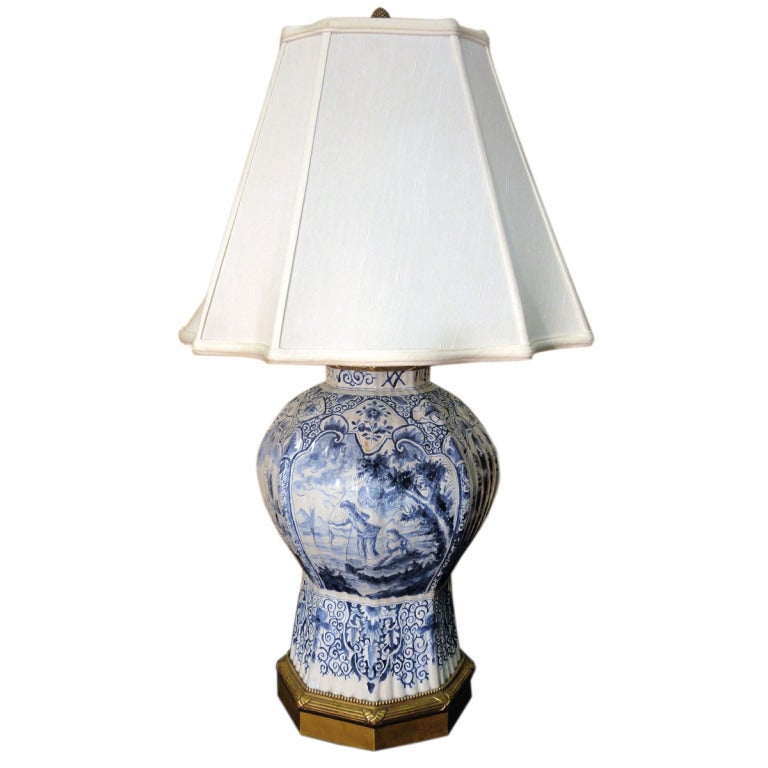 Delft Vase With Lovely Painted Scenes Now As Lamp At 1stdibs Delft Vase With Lovely Painted Scenes Now As Lamp 1