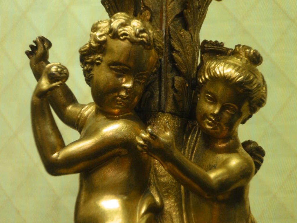 Large Scale Louis XVth Style Bronze Doré Seven Arm Candelabra For Sale 4