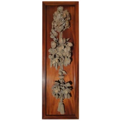 Grinling Gibbons Style Wood Carving Mounted on Rosewood Panel