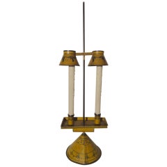 Charming Yellow & Green Tole Candlestick Now As Lamp
