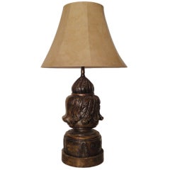 Carved Wood Finial from the Philippines now as Lamp