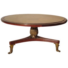 Mahogany, Gilt 
Bronze Round Low Table by Jansen