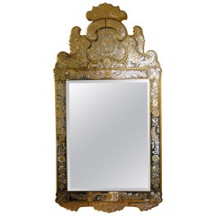 Large Size Venetian Gilt & Etched Glass Mirror