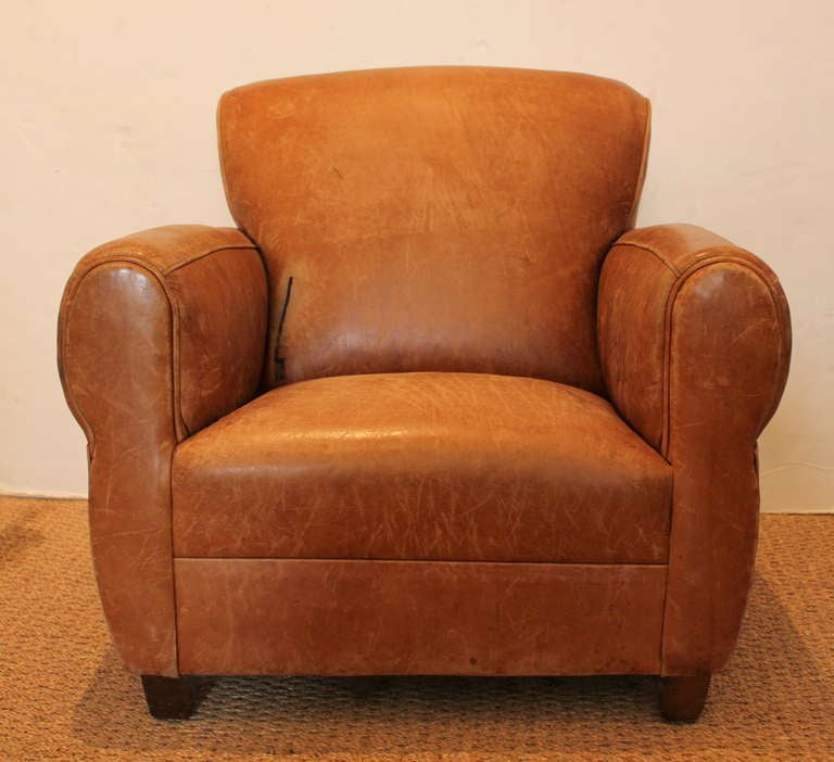 Petite Leather Club Chair For Sale 1