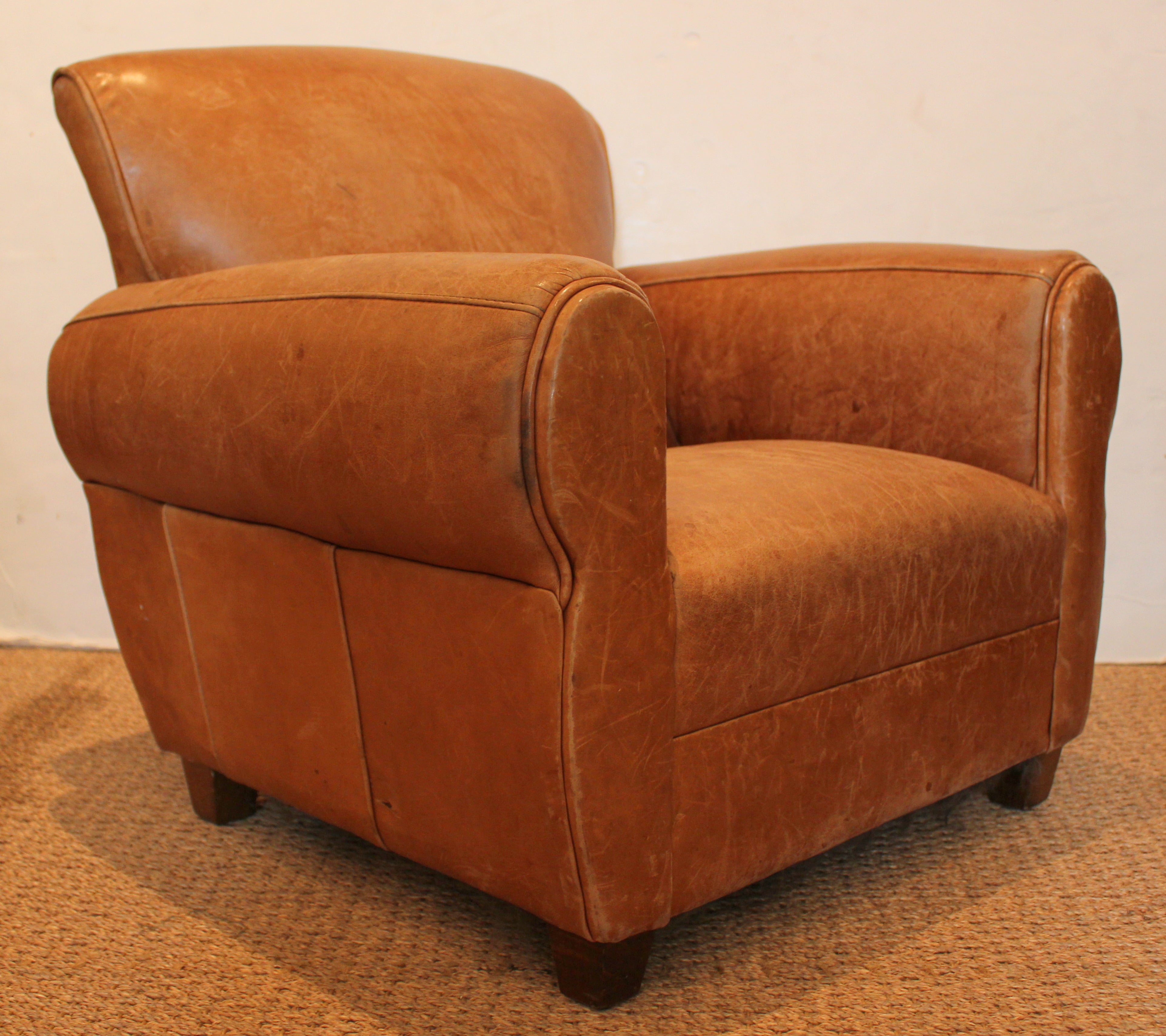 Petite Leather Club Chair For Sale