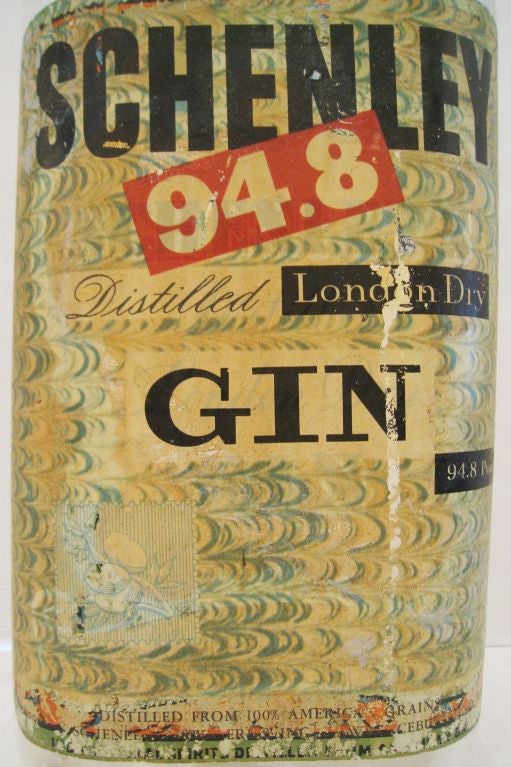 English Large 1940s  Display Schenley Gin Bottle