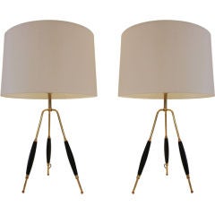 Pair of 1950s Gerald Thurston for Lightolier Tripod Lamps Pair of 1950s Gerald Thurston for Lightolier Tripod Lamps