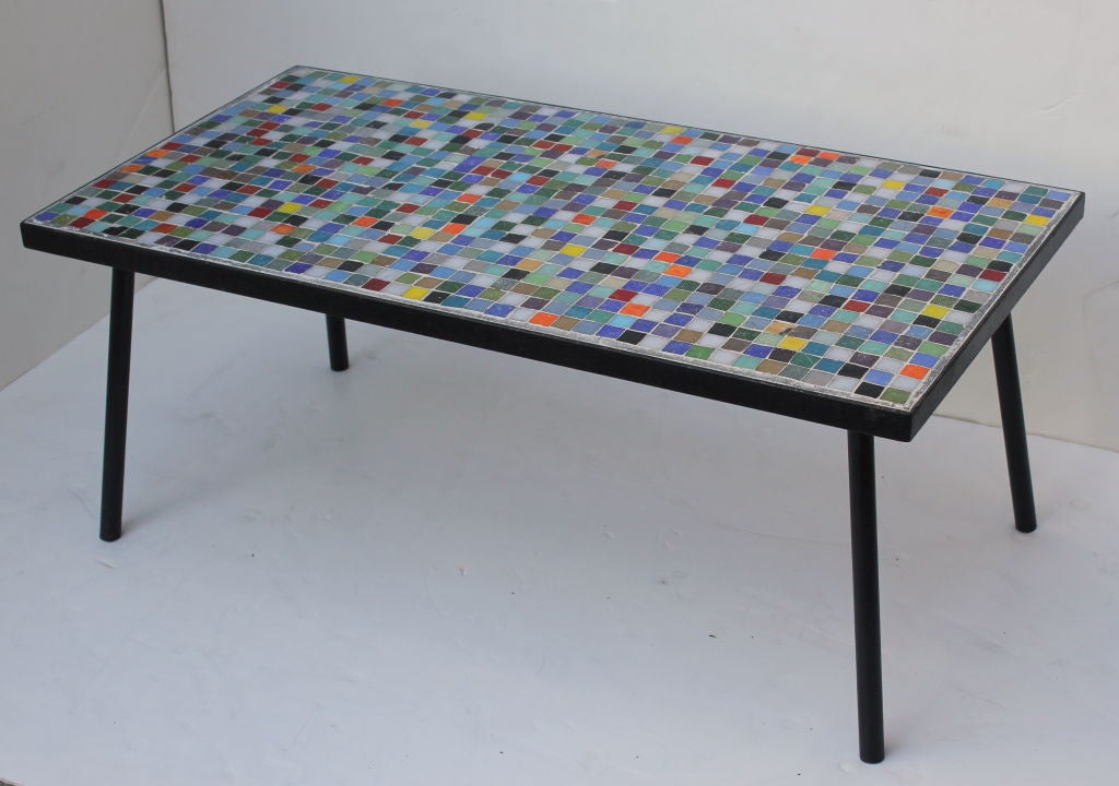 Custom Murano  Glass Tile and Iron Table