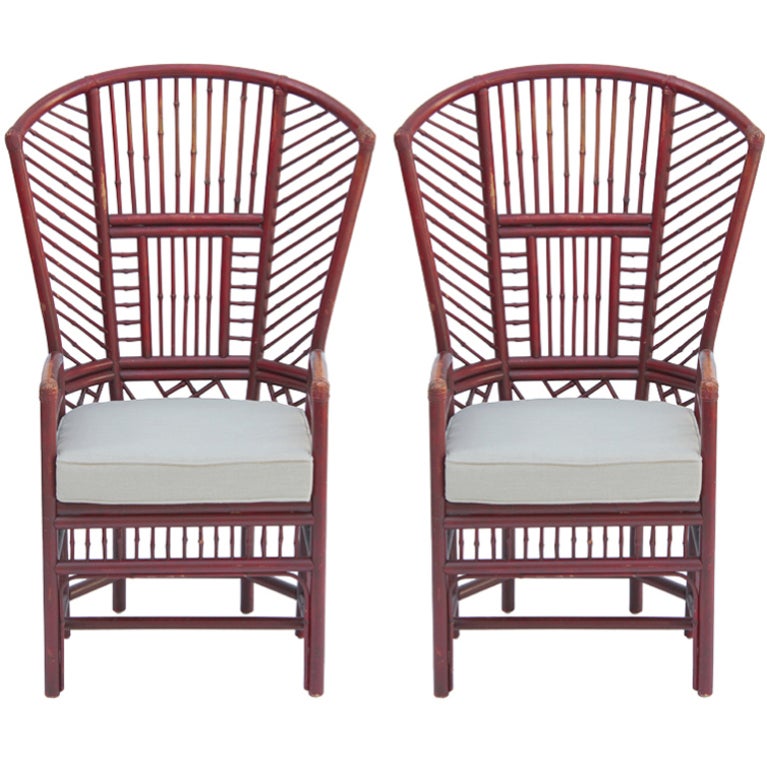 Pair of Rattan Wing  Chairs For Sale