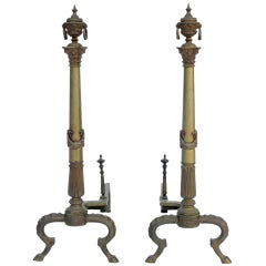 Pair of Neoclassic Brass Andirons 12