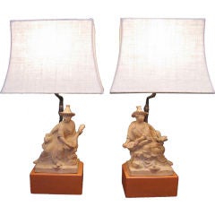 Pair of Italian Terra Cotta Sculptures French Mounted as Lamps