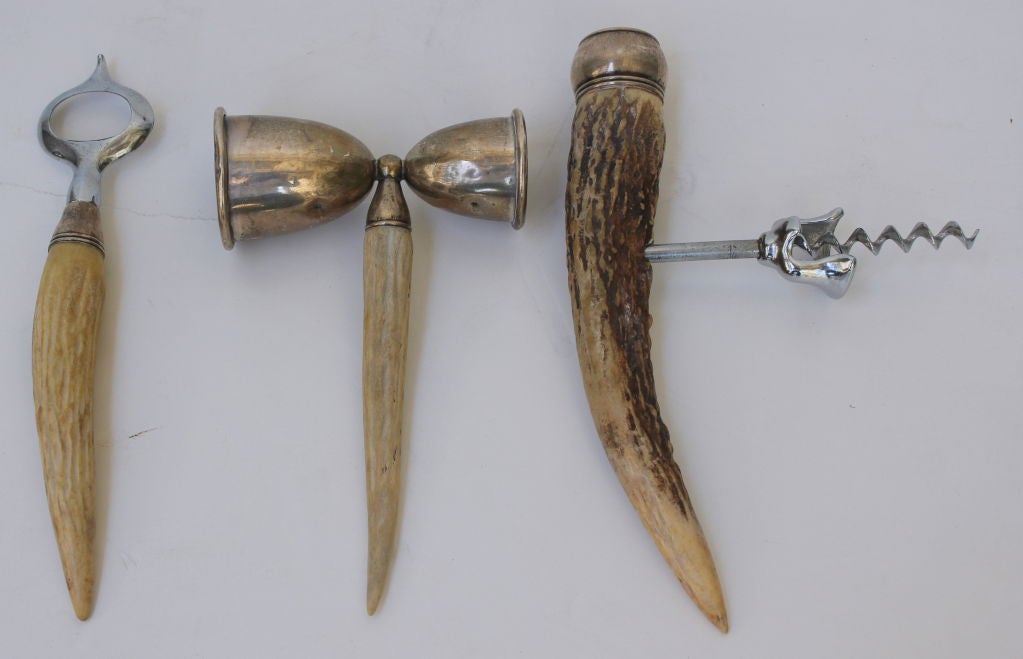 Set of 3 Vintage Horn Bar Tools