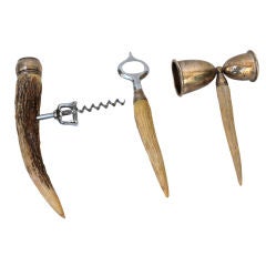 Set of 3 Vintage Horn Bar Tools