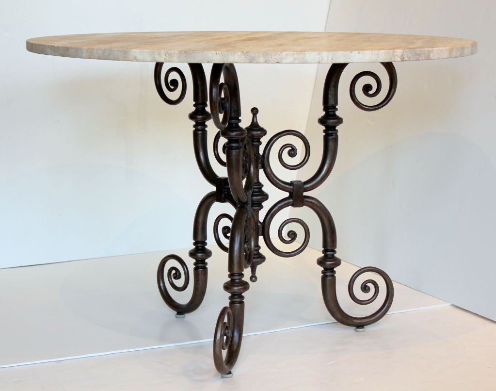 Iron Table with Stone Top