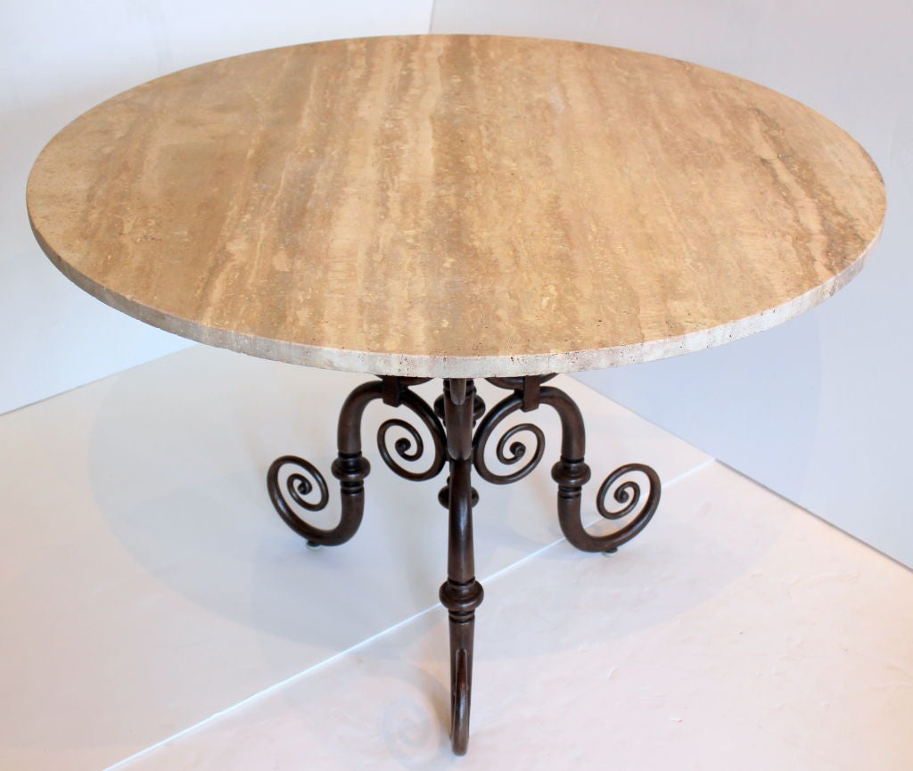 Iron Table with Stone Top For Sale 1