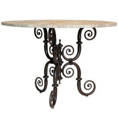 Iron Table with Stone Top