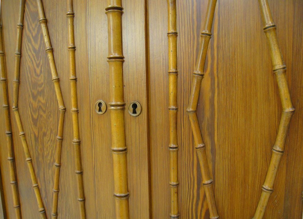 Faux Bamboo Early 20th Century English Tall Cabinet For Sale 3