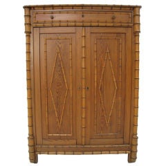 Vintage Faux Bamboo Early 20th Century English Tall Cabinet