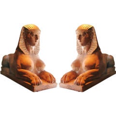 Pair of large Italian terracotta Sphinx