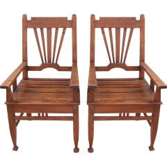 Pair of Arts and Crafts Handmade Slat Chairs 9