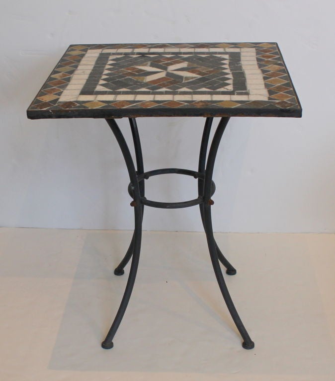 Mosaic Tile Top Iron Table