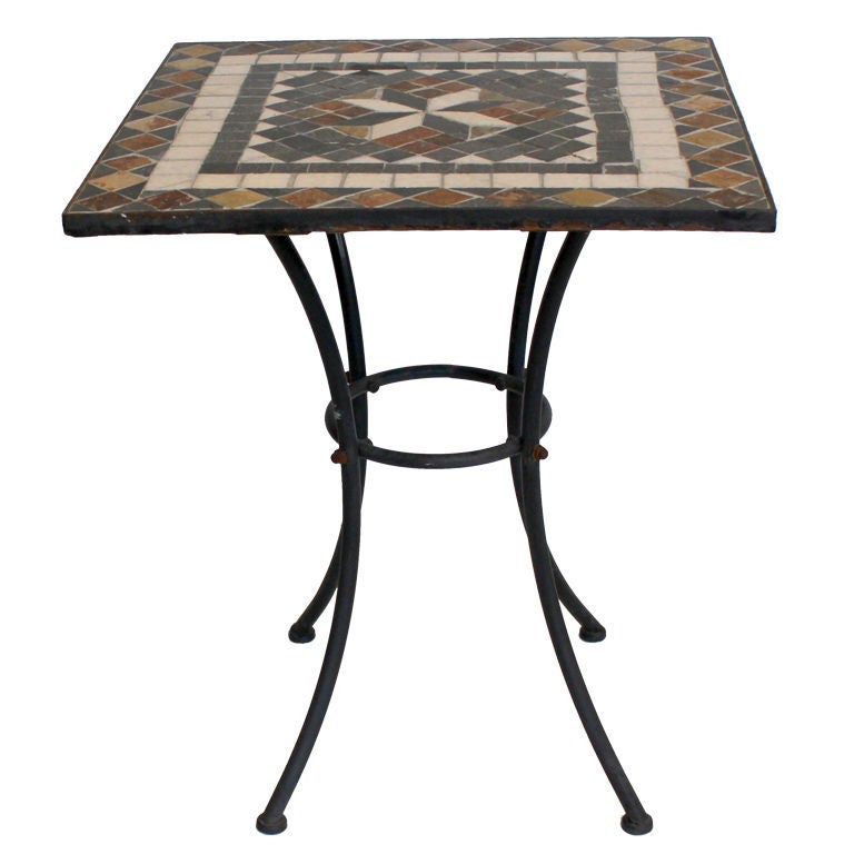 Mosaic Tile Top Iron Table For Sale