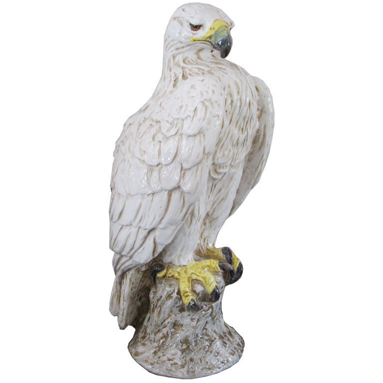 Large Italian Glazed Terra Cotta Eagle