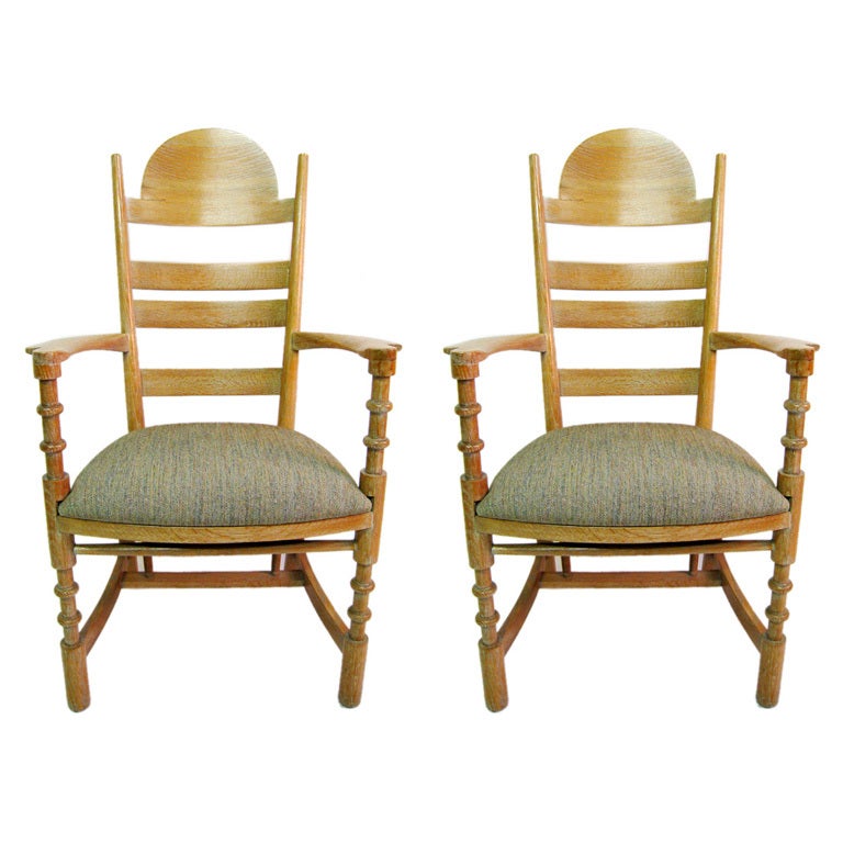 Set of 6 Herman DeVries Oak Chairs For Sale