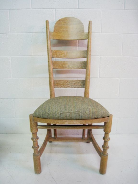 Set of 6 Herman DeVries Oak Chairs. Two Arm Chairs and Four Side Chairs. Made by Jamestown Lounge Co. in Jamestown New York.