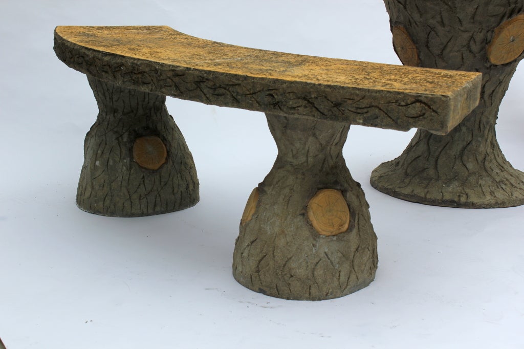 French Faux Bois Cement Garden Set 3