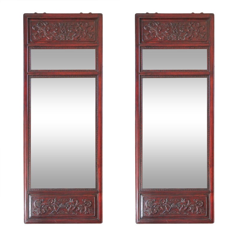 Pair of Chinese Rosewood Mirrors