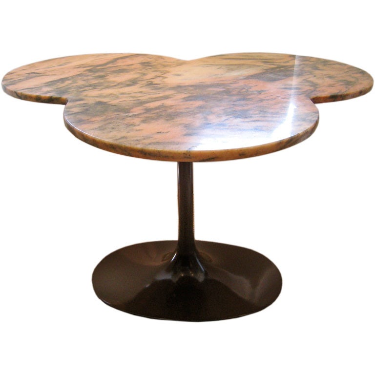 Marble Top Trefoil Focal Table For Sale