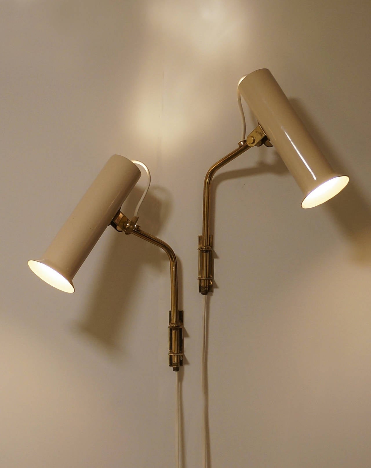 Painted Tapio Wirkkala Adjustable Reading Lamps or Sconces, 1950s