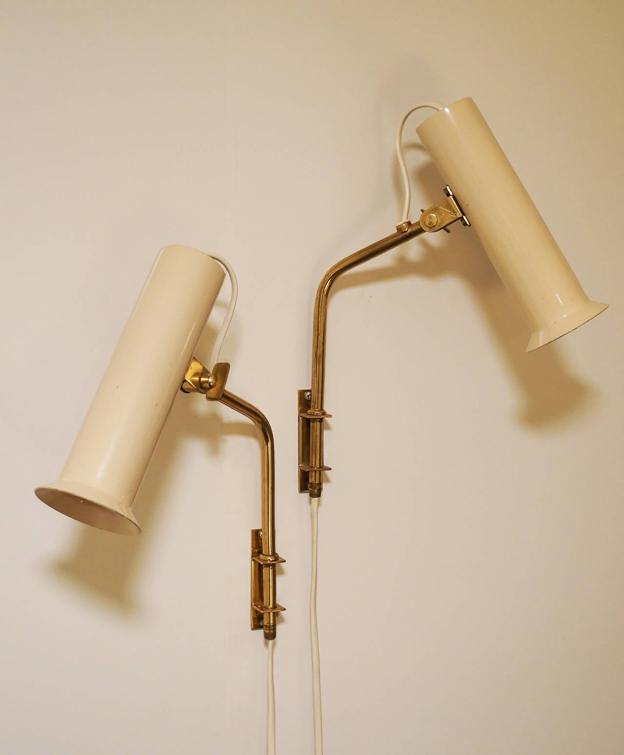 Scandinavian Modern Tapio Wirkkala Adjustable Reading Lamps or Sconces, 1950s