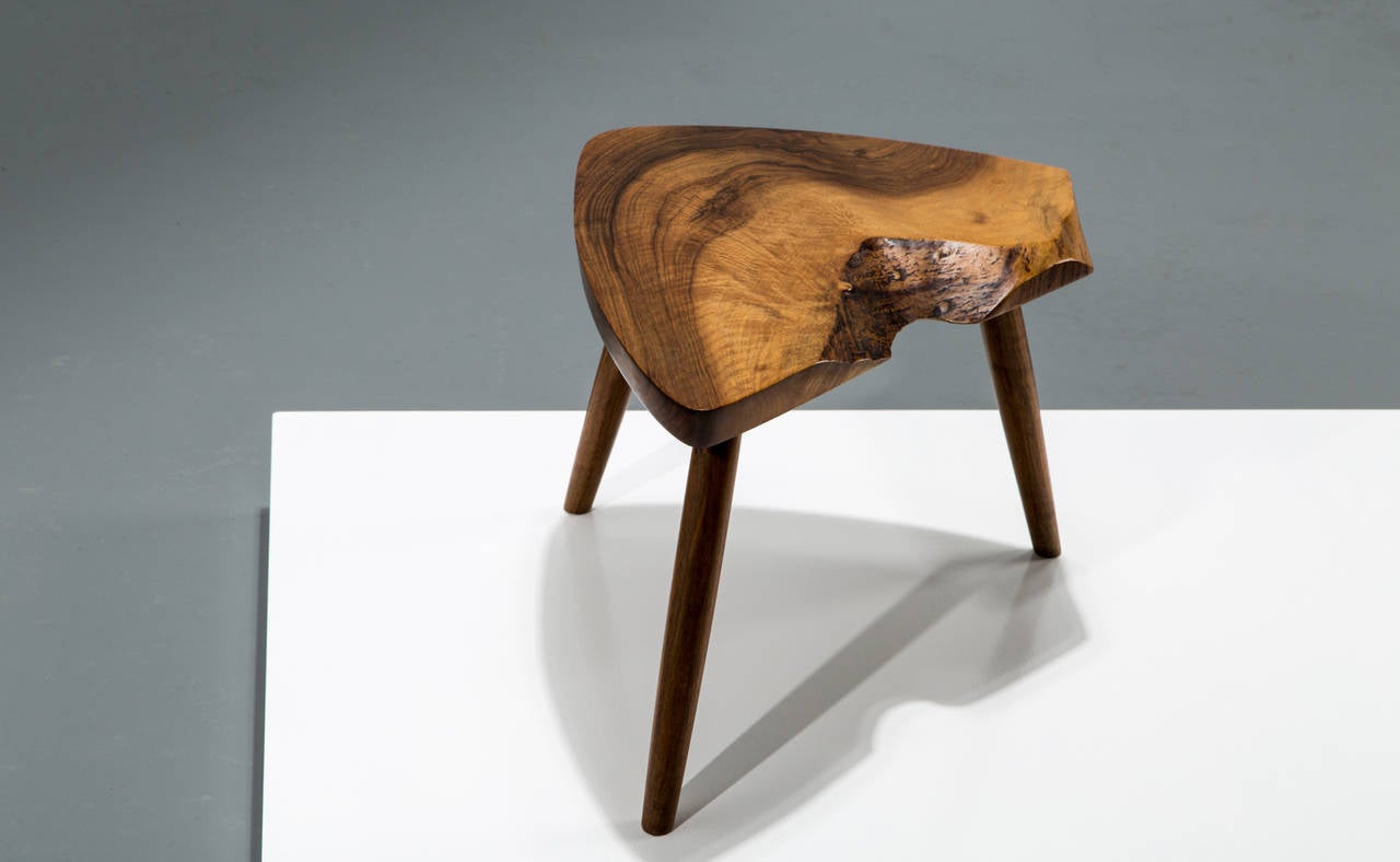 American Craftsman George Nakashima Walnut Plank Footstool or Table, 1973